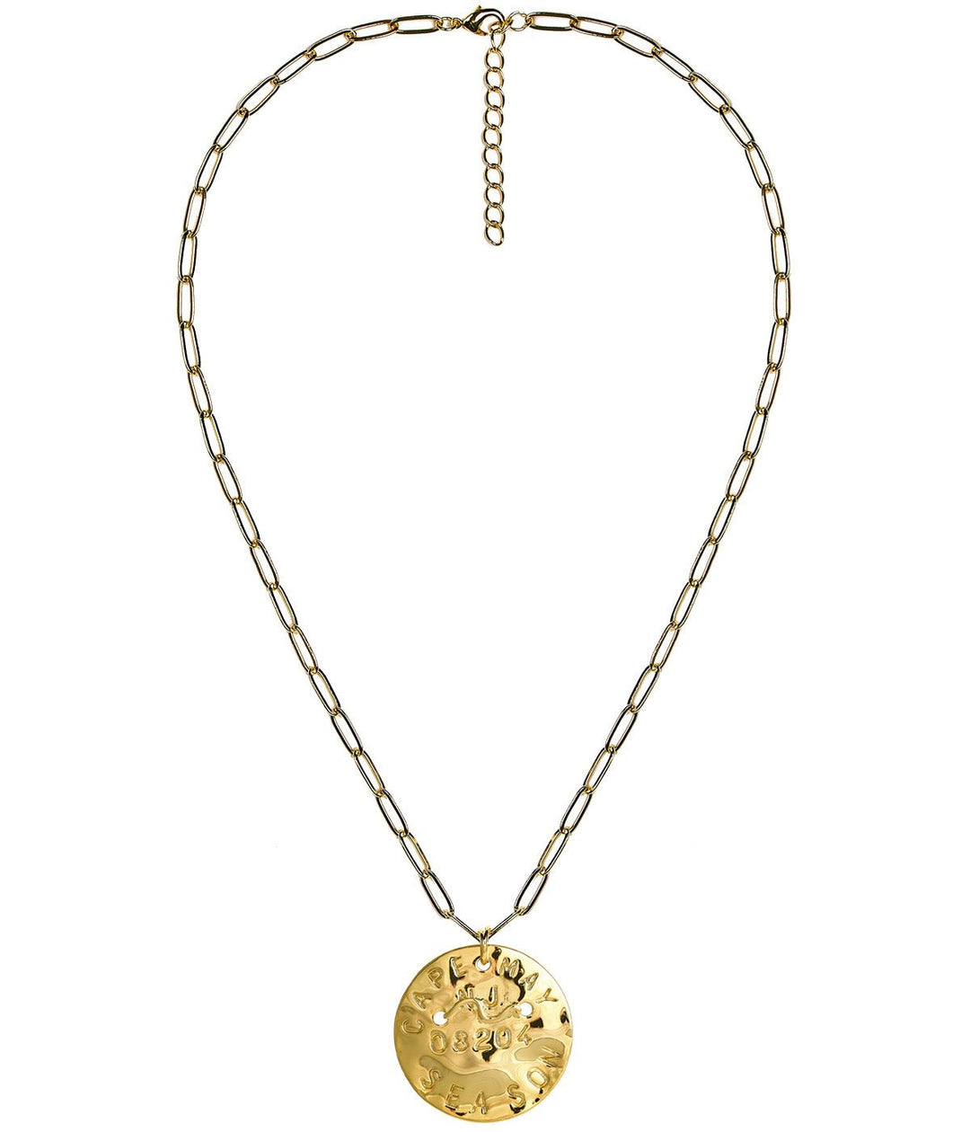 Beach Tag Charm Necklace – 18k Gold Plated