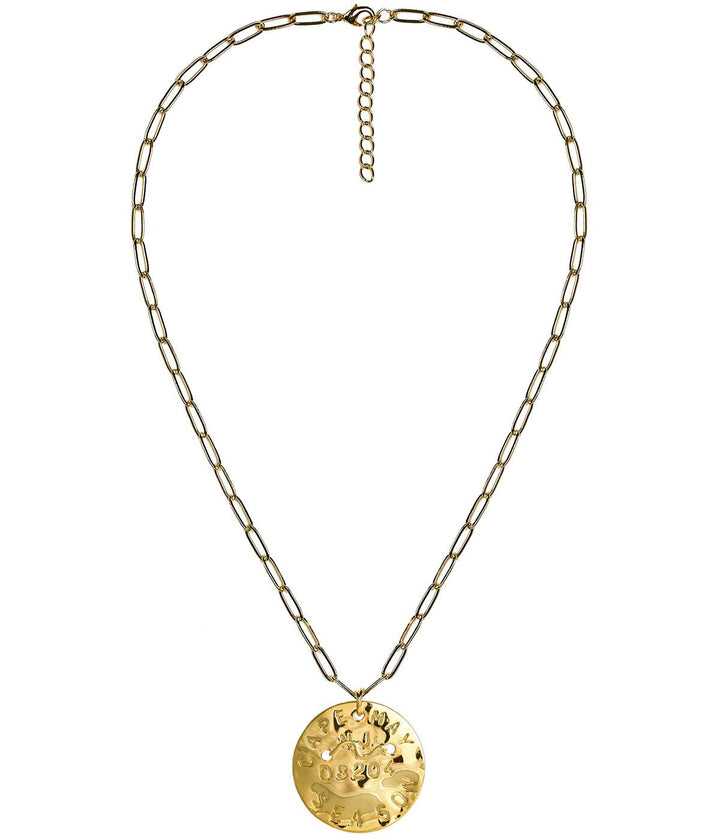 Beach Tag Charm Necklace – 18k Gold Plated