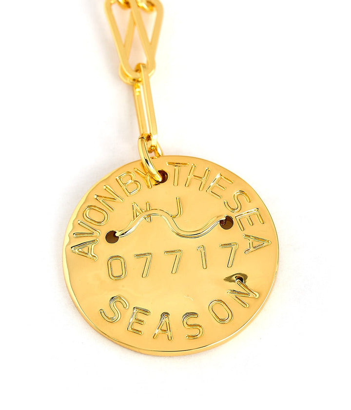 Beach Tag Charm Necklace – 18k Gold Plated