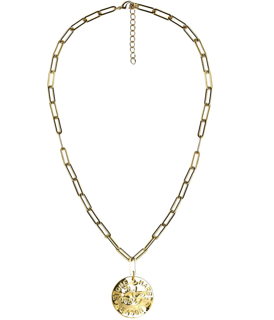 Beach Tag Charm Necklace – 18k Gold Plated