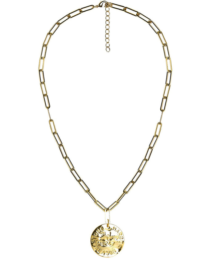 Beach Tag Charm Necklace – 18k Gold Plated