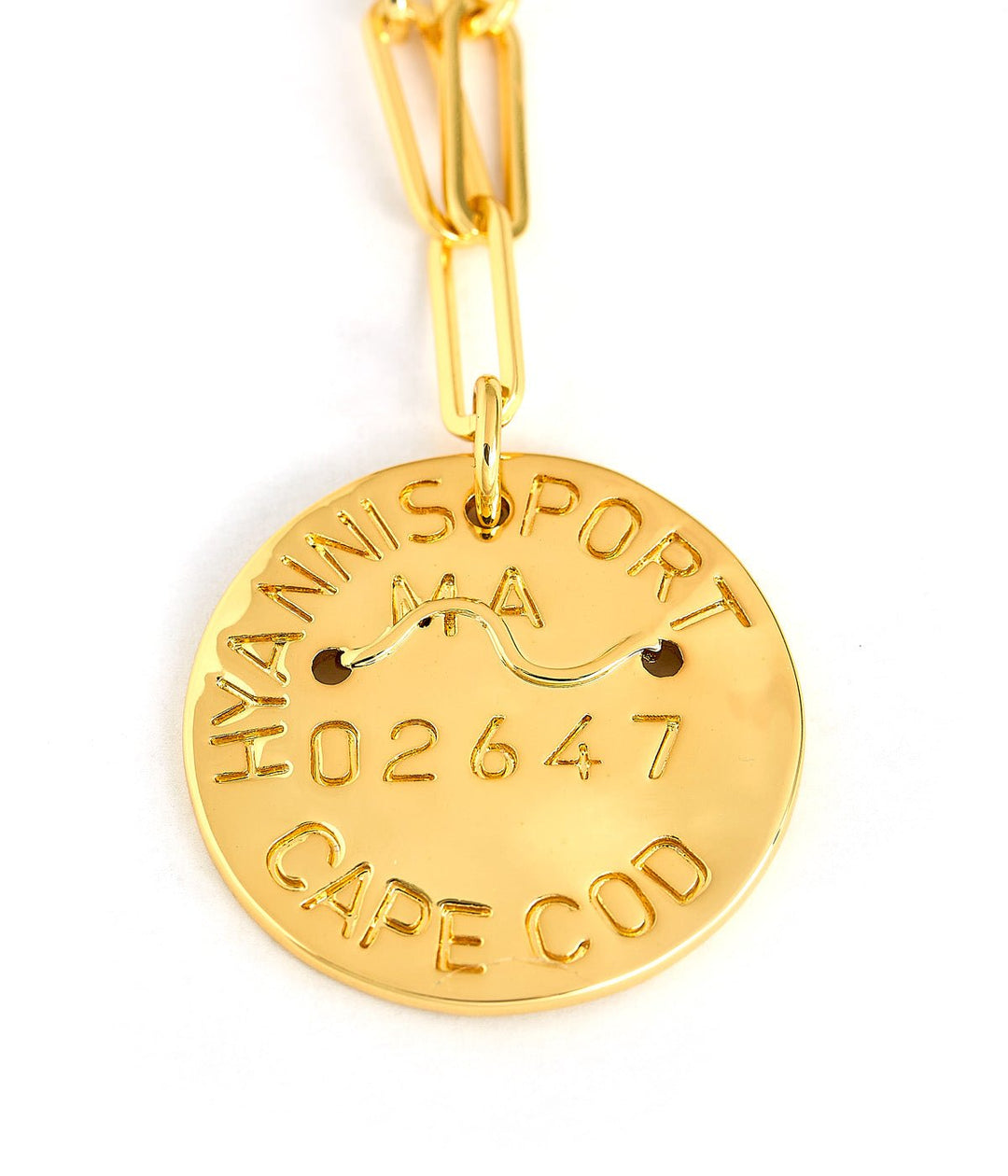 Beach Tag Charm Necklace – 18k Gold Plated