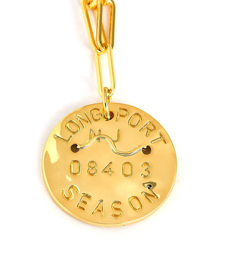 Beach Tag Charm Necklace – 18k Gold Plated