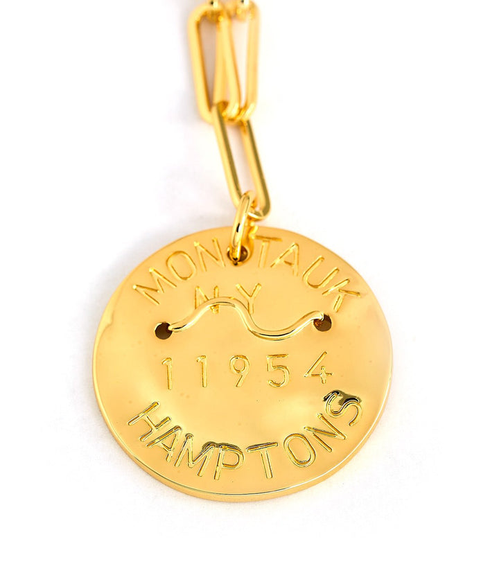 Beach Tag Charm Necklace – 18k Gold Plated