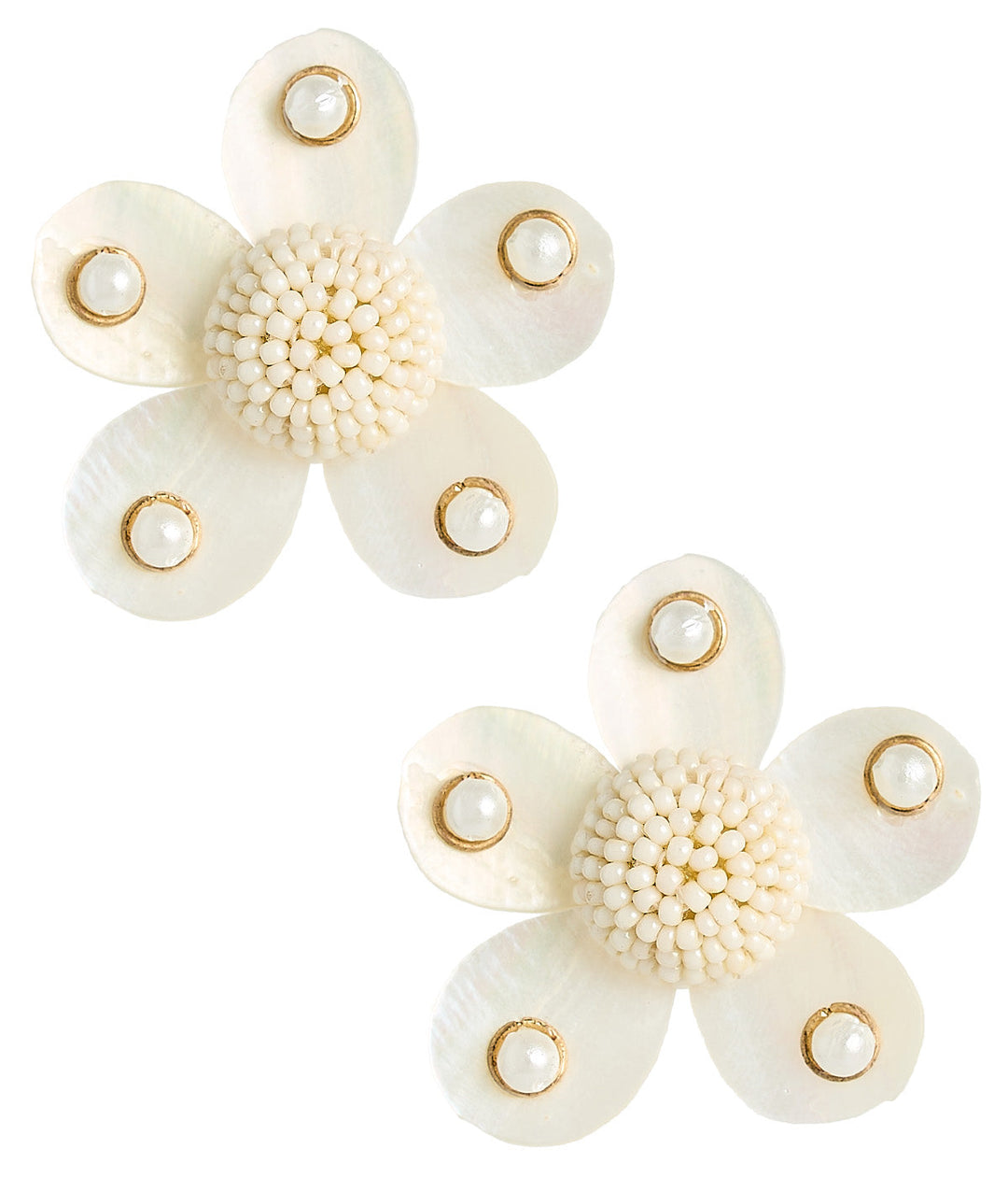 Greer - Mother Of Pearl Stud Flower Earrings