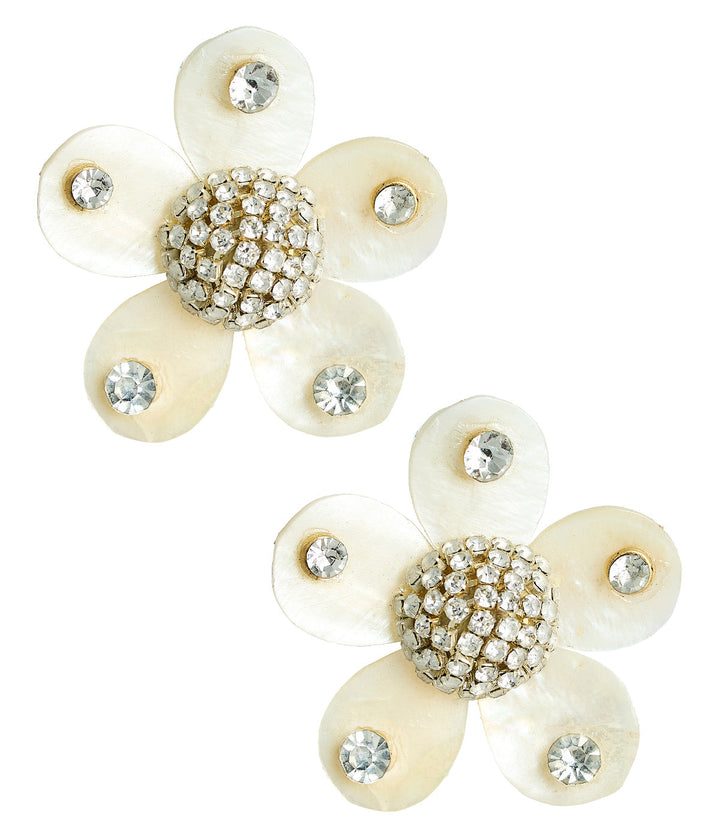 Greer - Mother Of Pearl Stud Flower Earrings