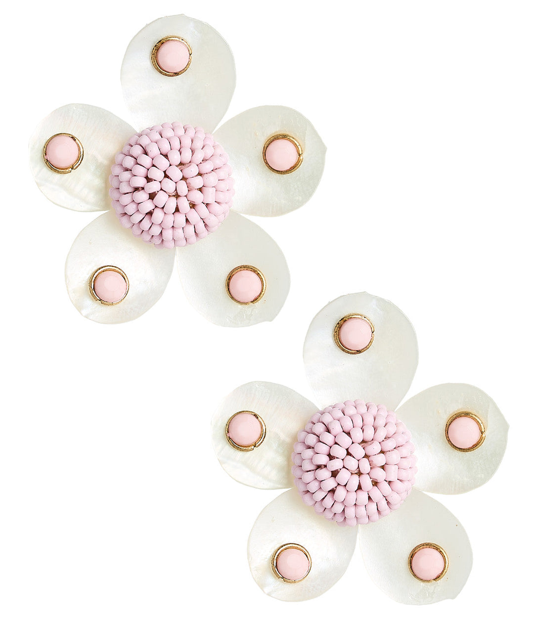 Greer - Mother Of Pearl Stud Flower Earrings