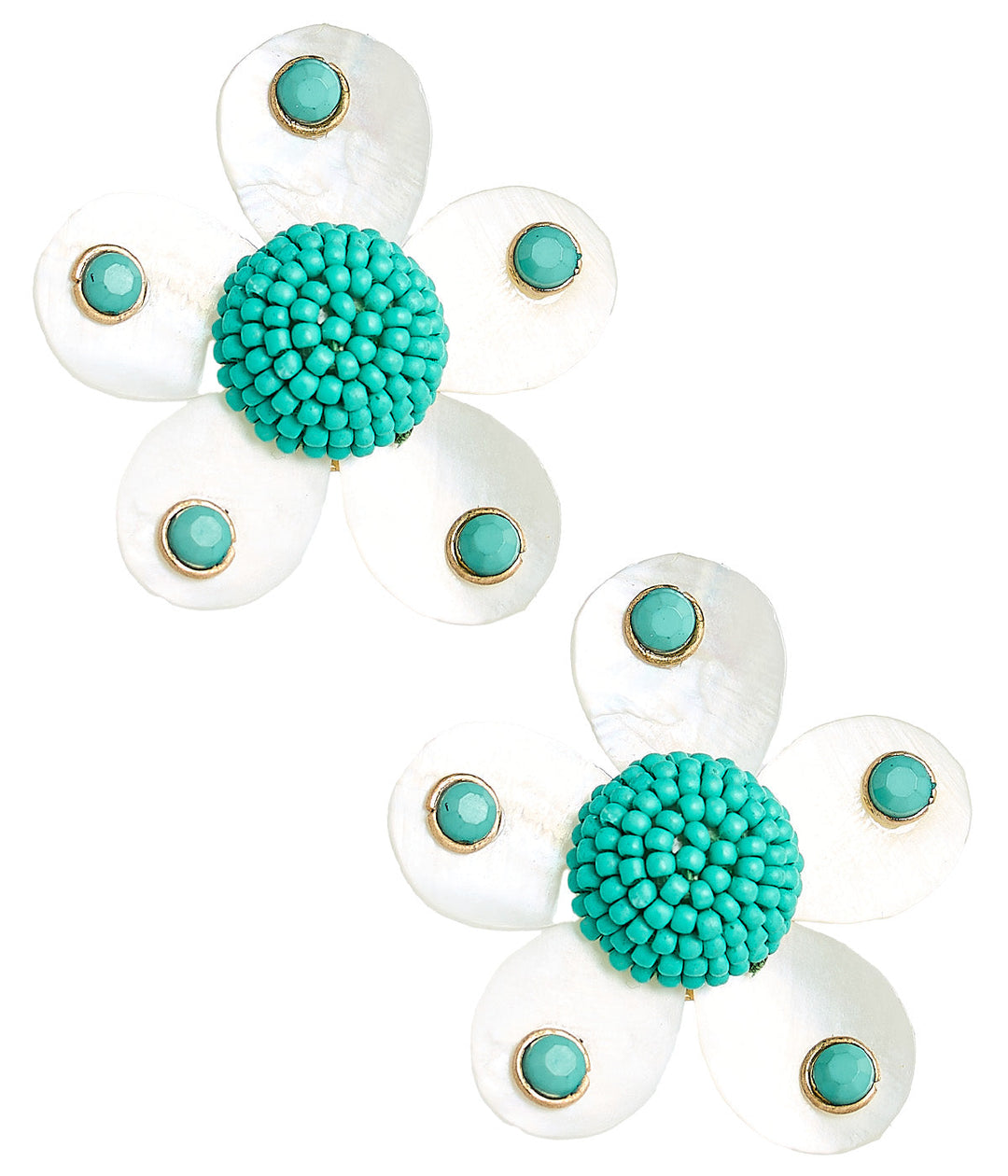 Greer - Mother Of Pearl Stud Flower Earrings
