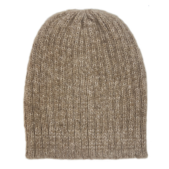 Oat Beige Ribbed Alpaca Beanie