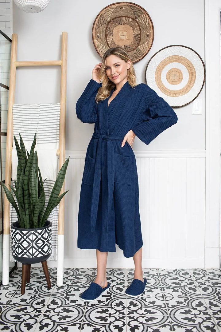 Lightweight Cotton Waffle Robe for Women by Lotus Linen