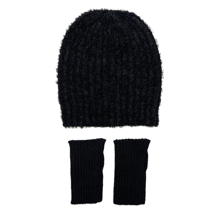 Plush Black Alpaca Beanie Hat