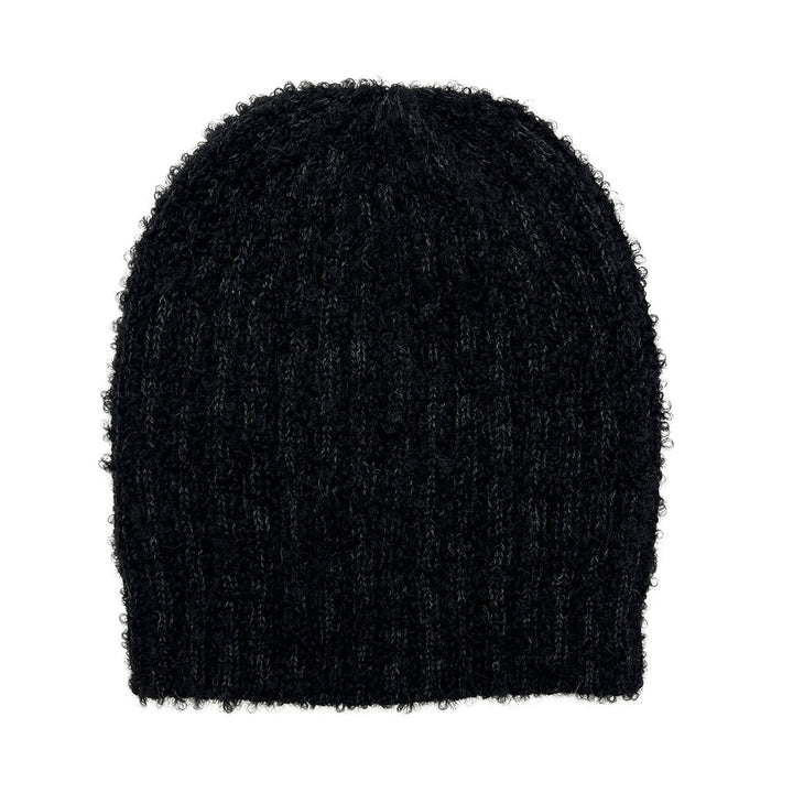 Plush Black Alpaca Beanie Hat