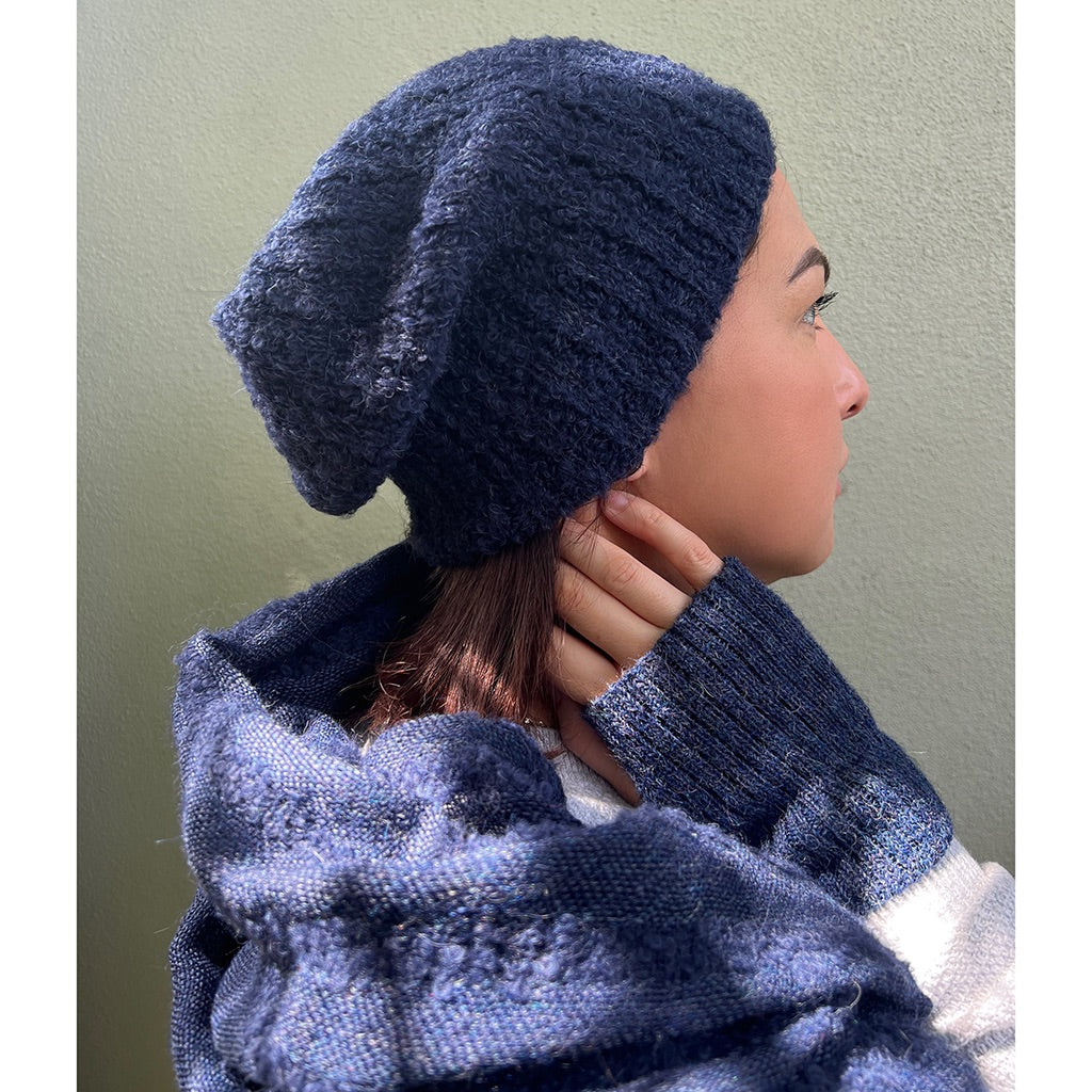 Plush Navy Alpaca Beanie Hat