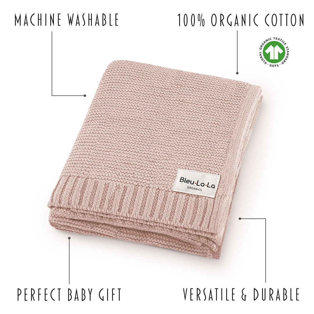 Organic Classic Luxury Knit Baby Swaddle Blanket by Bleu La La