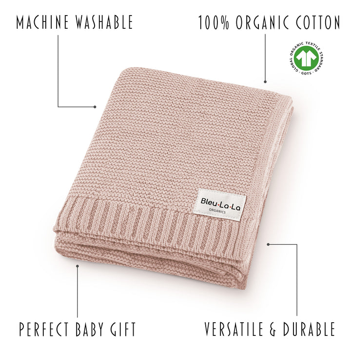Organic Classic Luxury Knit Baby Swaddle Blanket by Bleu La La