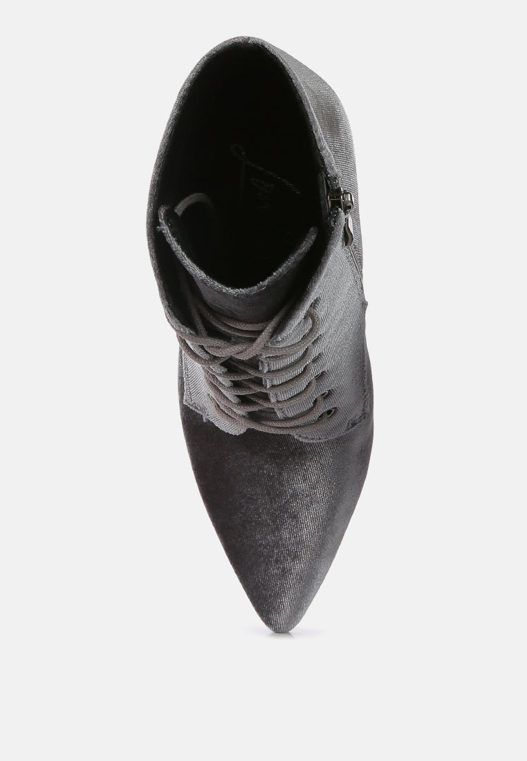 Bornsta Velvet High Heeled Velvet Boots by London Rag