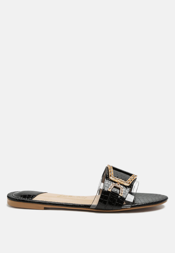 brillo jewel croc flats by London Rag