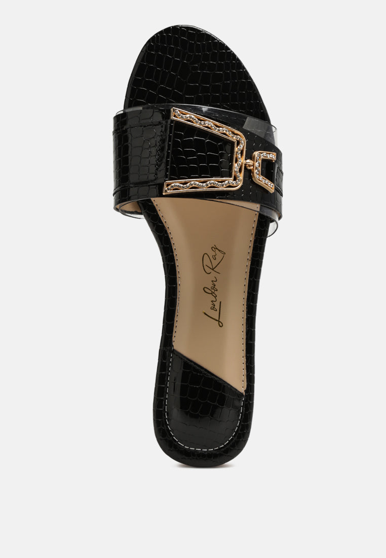 brillo jewel croc flats by London Rag