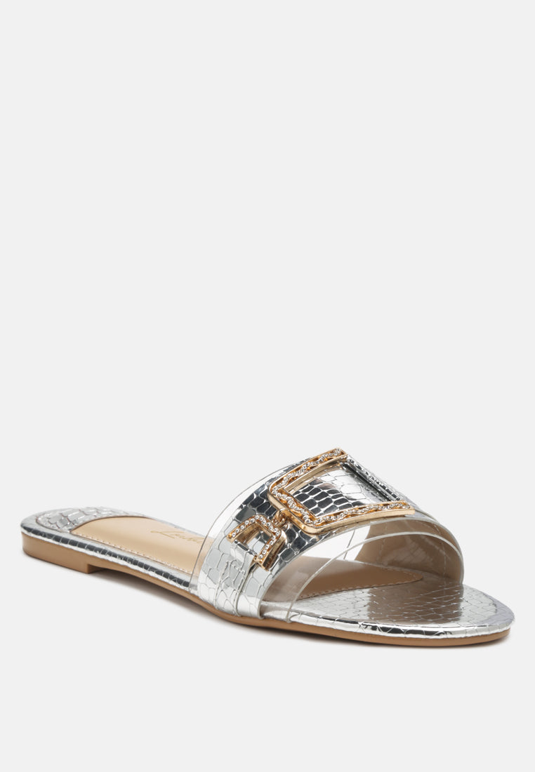 brillo jewel croc flats by London Rag