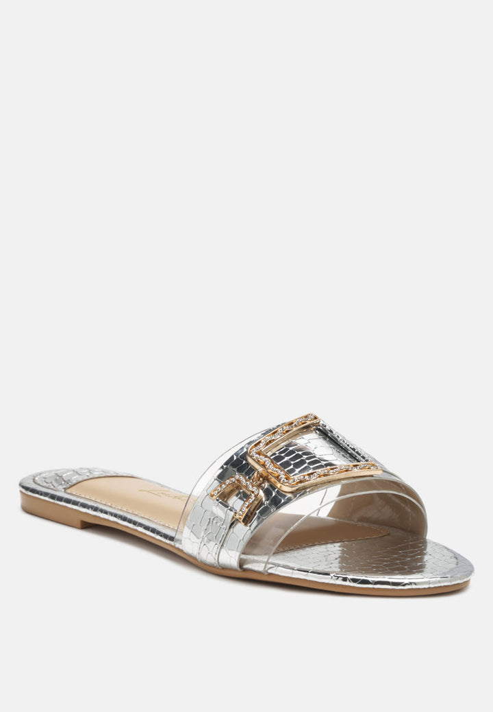 brillo jewel croc flats by London Rag