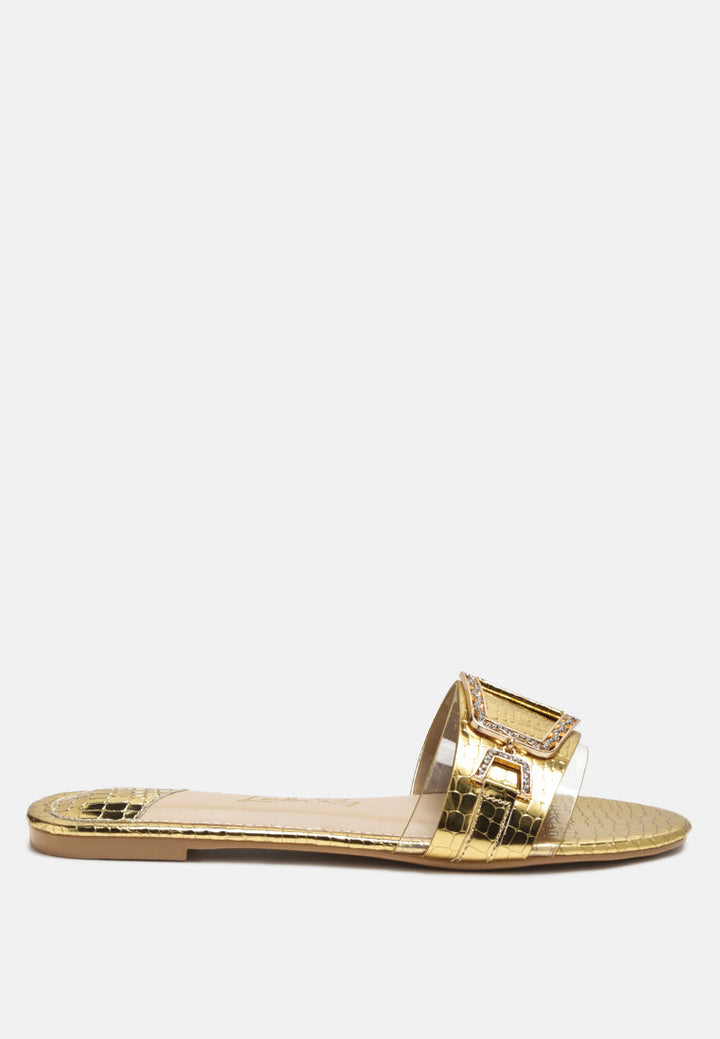 brillo jewel croc flats by London Rag