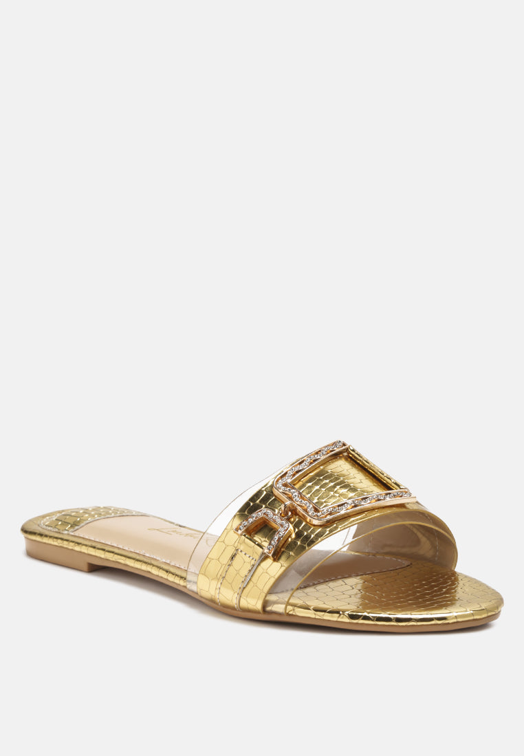 brillo jewel croc flats by London Rag