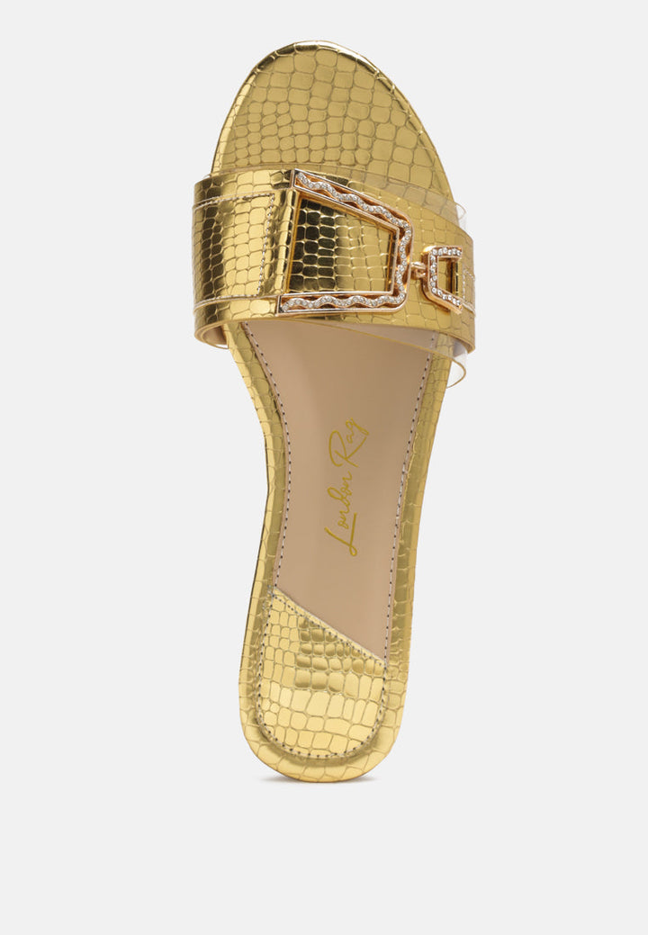 brillo jewel croc flats by London Rag