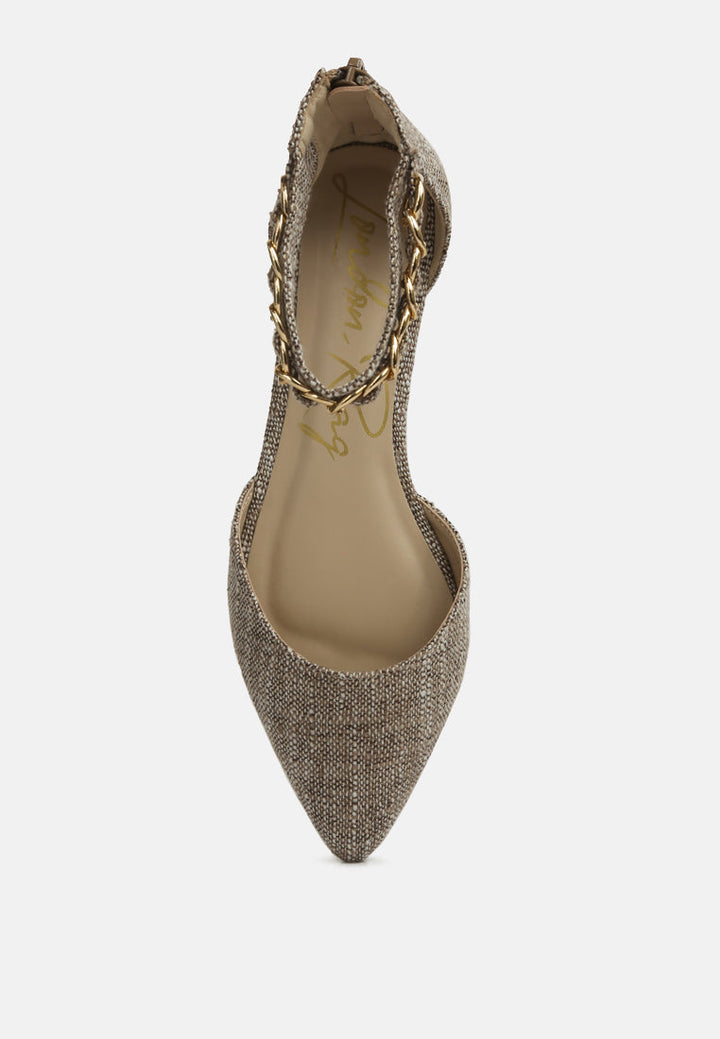 Buqisi Chain Embellished Flat Sandals by London Rag