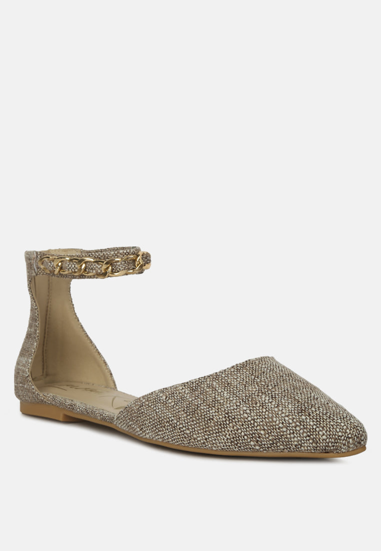 Buqisi Chain Embellished Flat Sandals by London Rag