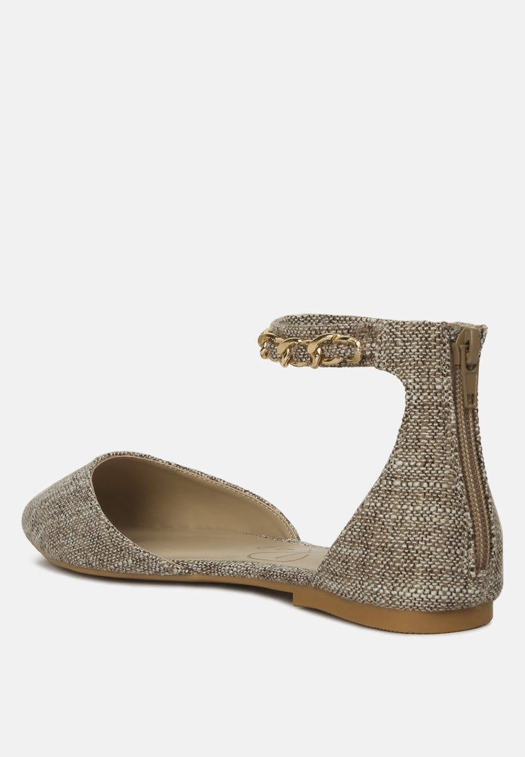 Buqisi Chain Embellished Flat Sandals by London Rag