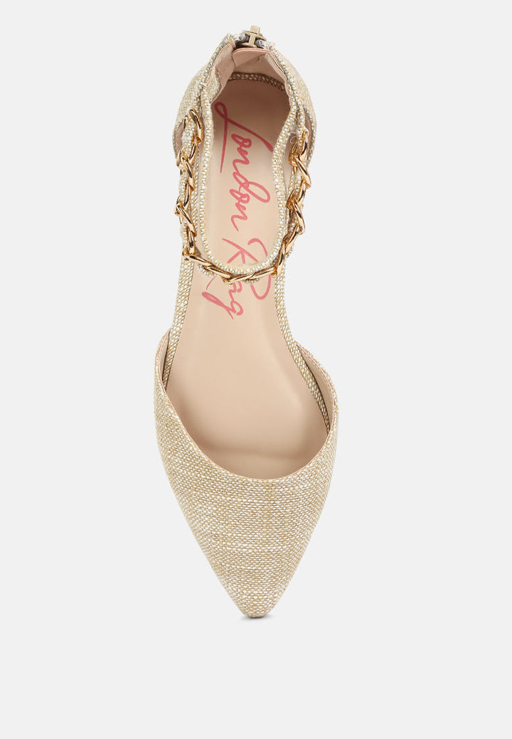 Buqisi Chain Embellished Flat Sandals by London Rag