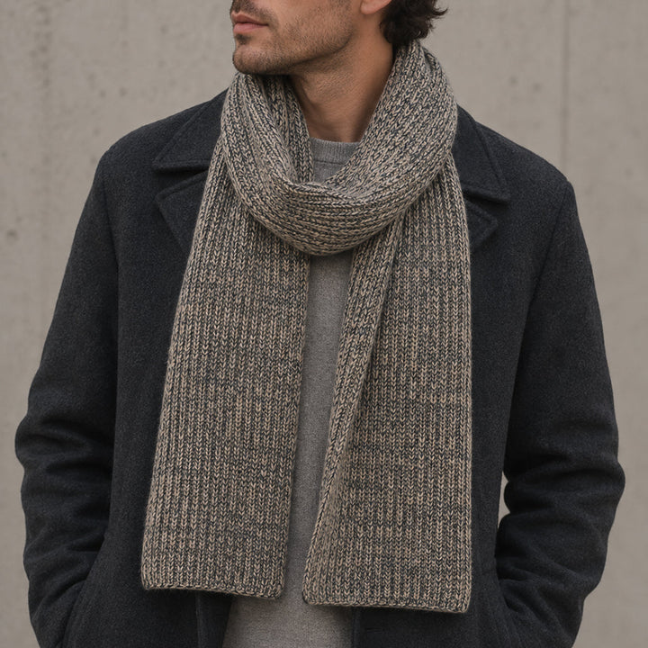 Marled Cocoa Knit Cashmere Scarf