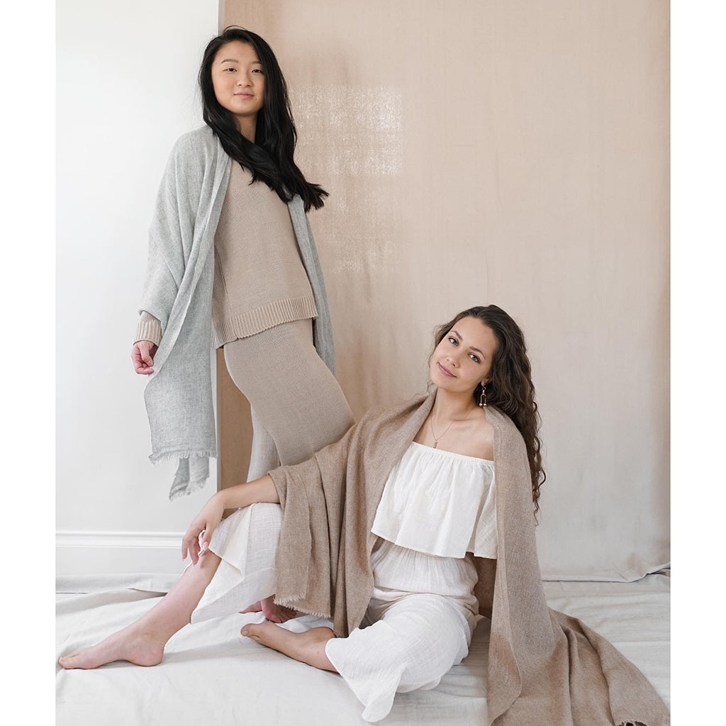 Heather Gray Handloom Cashmere Scarf