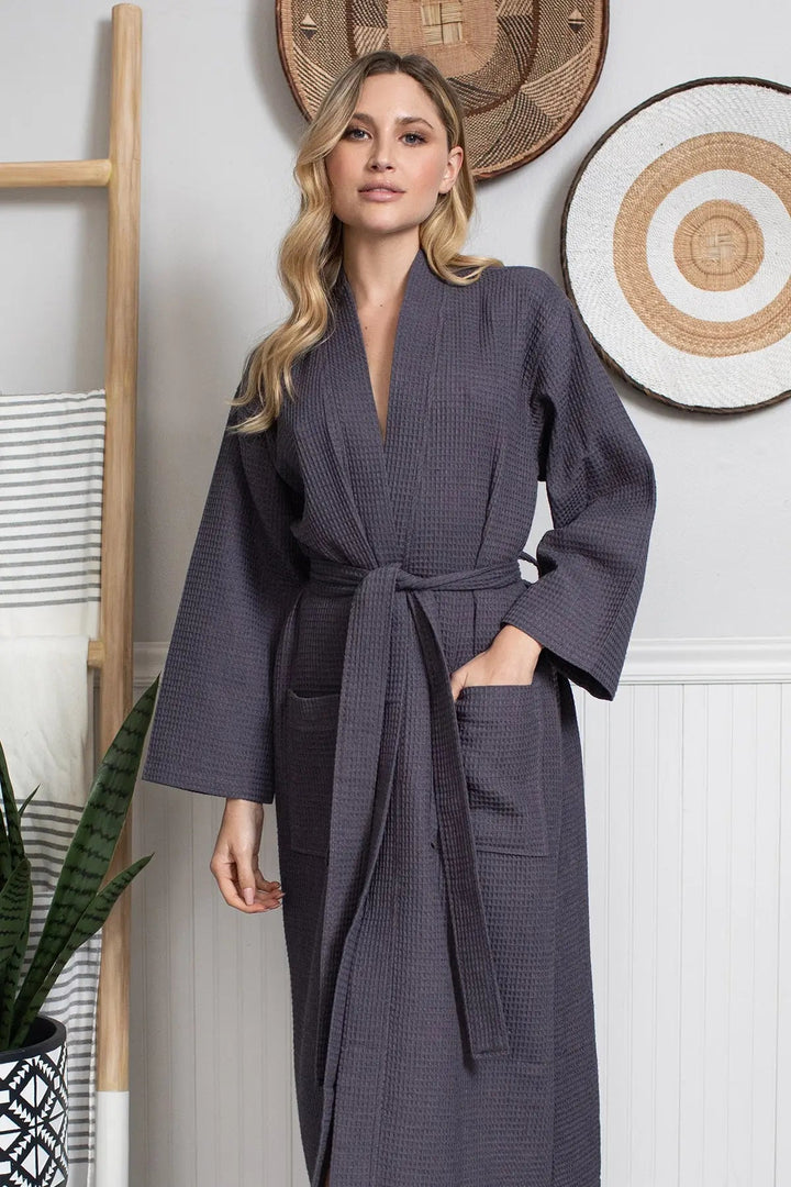 Lightweight Cotton Waffle Robe for Women by Lotus Linen