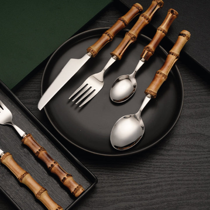 Bamboo Flatware Place Set of 4 by ClaudiaG Collection