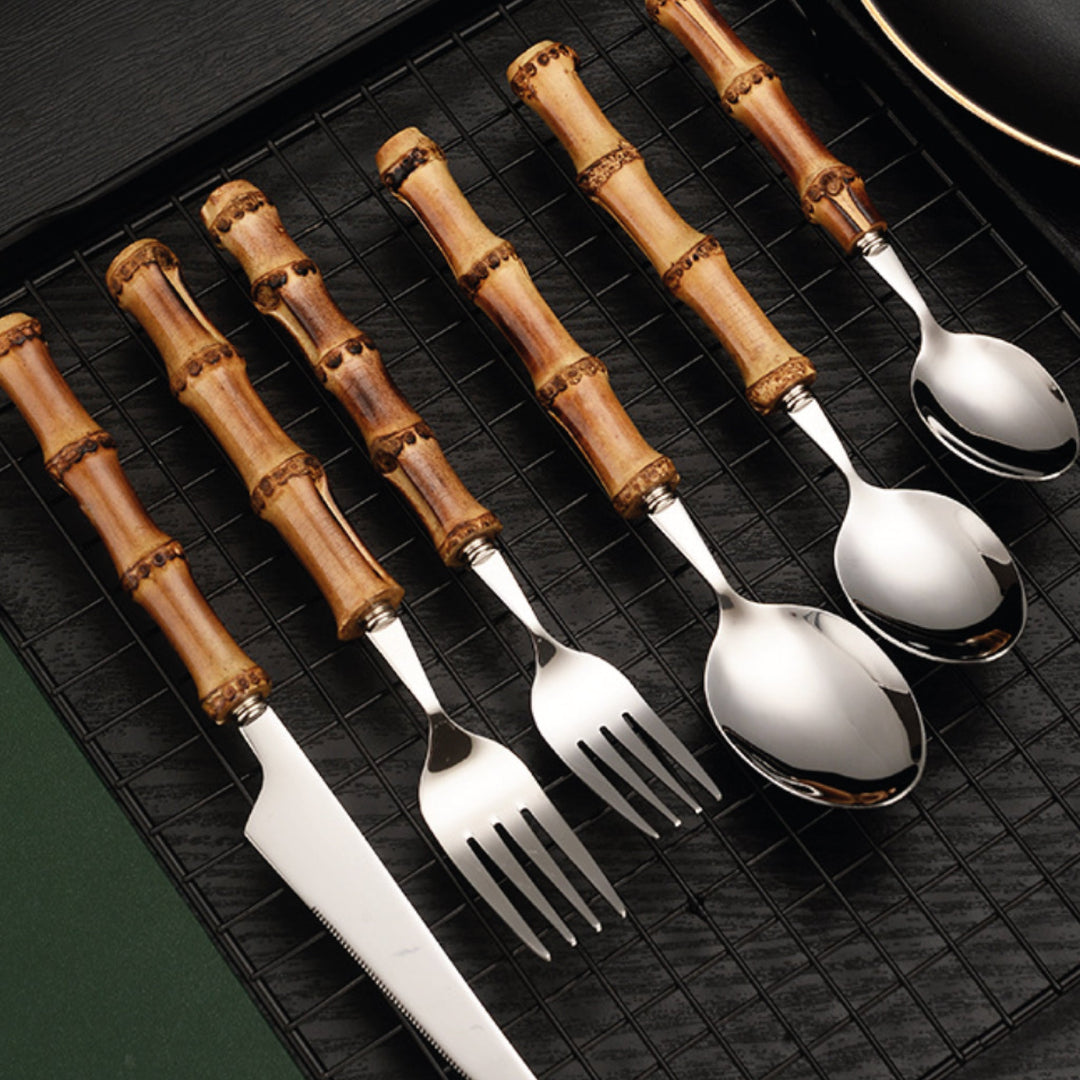 Bamboo Flatware Place Set of 4 by ClaudiaG Collection
