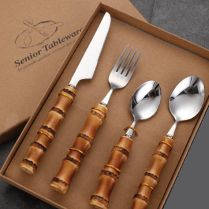 Bamboo Flatware Place Set of 4 by ClaudiaG Collection