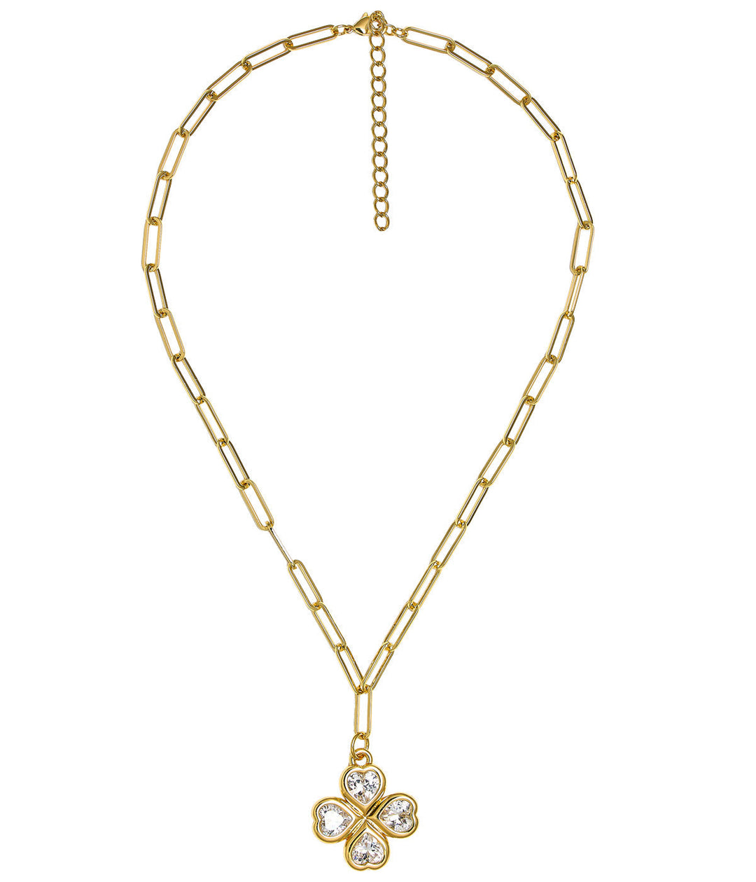 Jamie Clover Necklace- PaperClip Chain- 18k Plated
