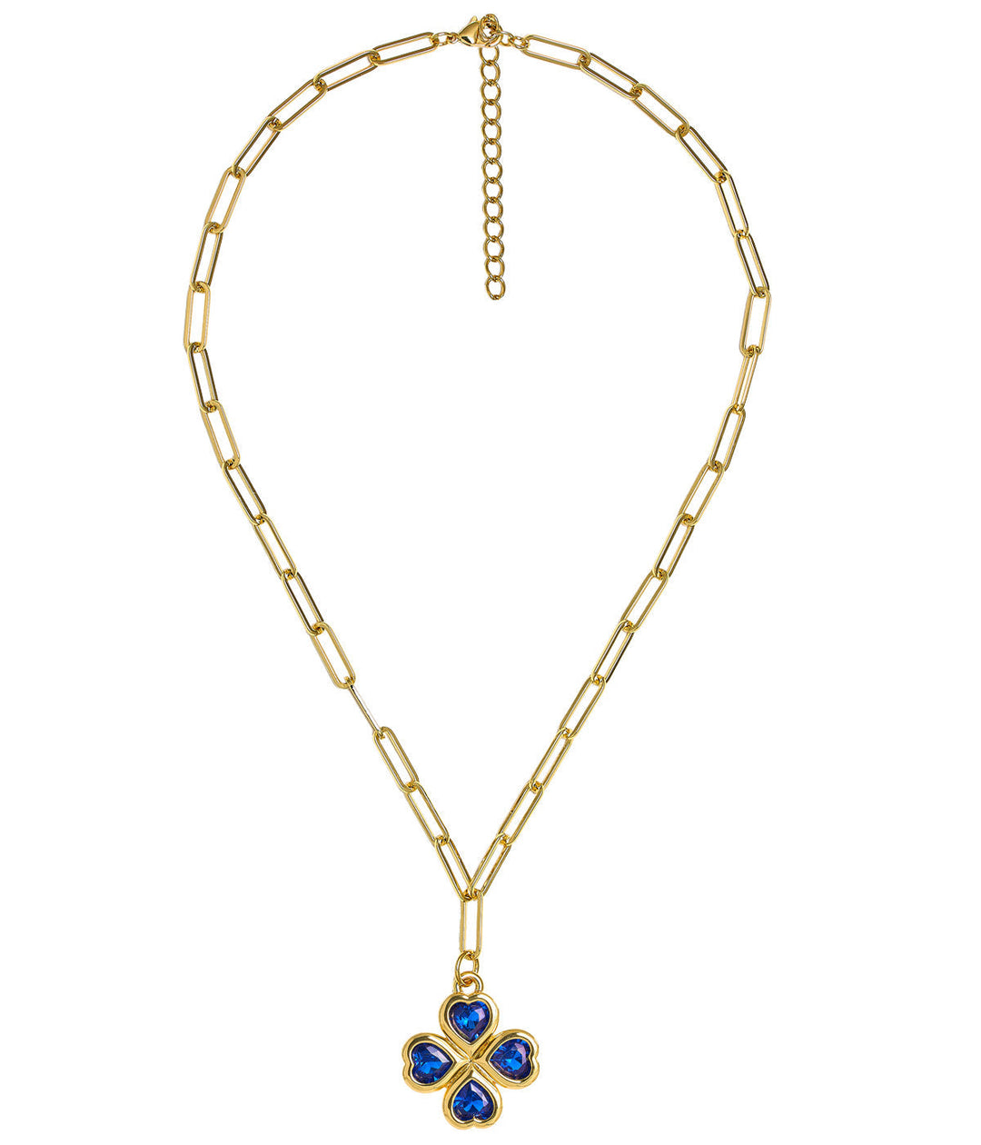 Jamie Clover Necklace- PaperClip Chain- 18k Plated