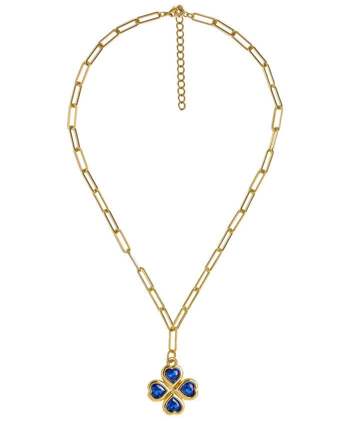 Jamie Clover Necklace- PaperClip Chain- 18k Plated
