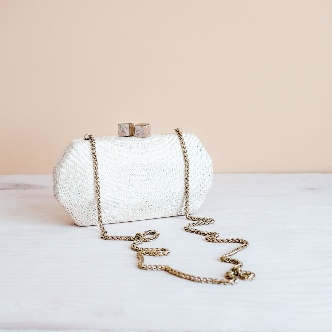 White Woven Clutch - Handwoven Clutch | LIKHÂ by LIKHÂ