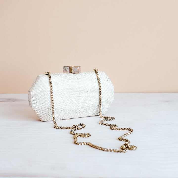 White Woven Clutch - Handwoven Clutch | LIKHÂ by LIKHÂ