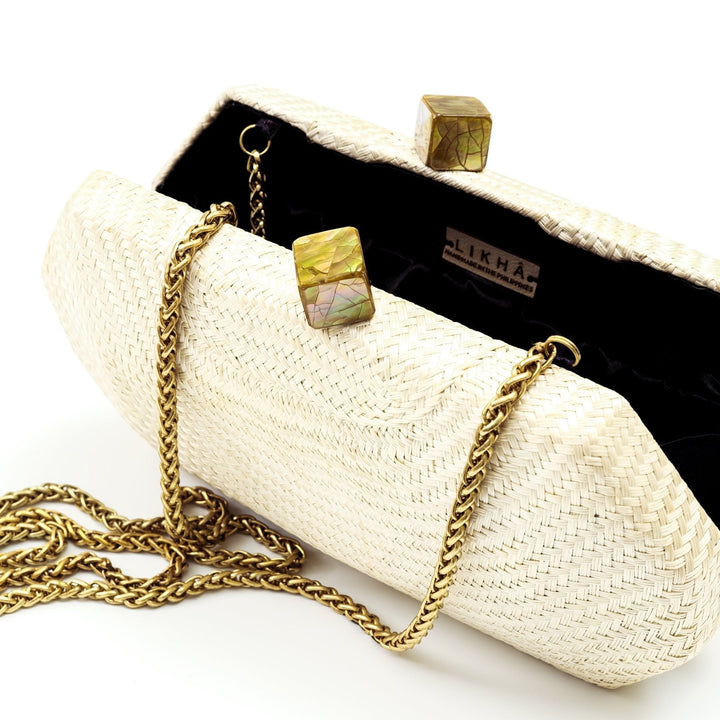 White Woven Clutch - Handwoven Clutch | LIKHÂ by LIKHÂ