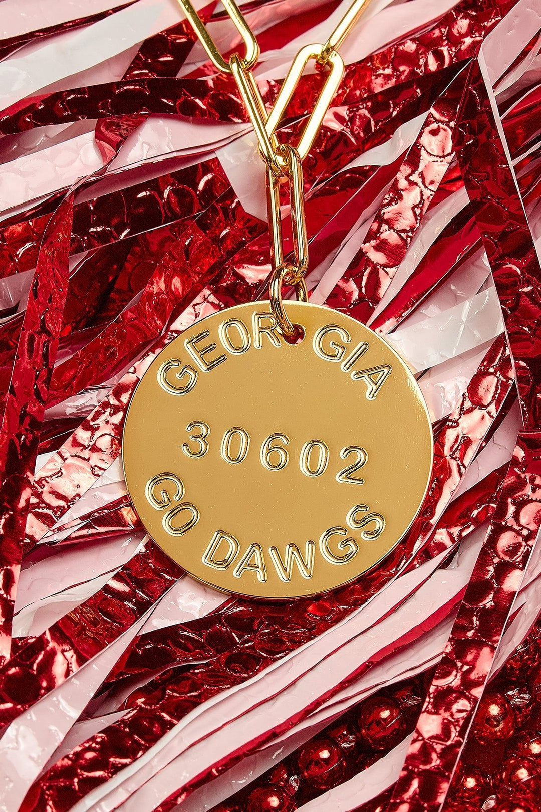 College Tag Charm Necklace - 18k Gold Plated Paper Clip Chain