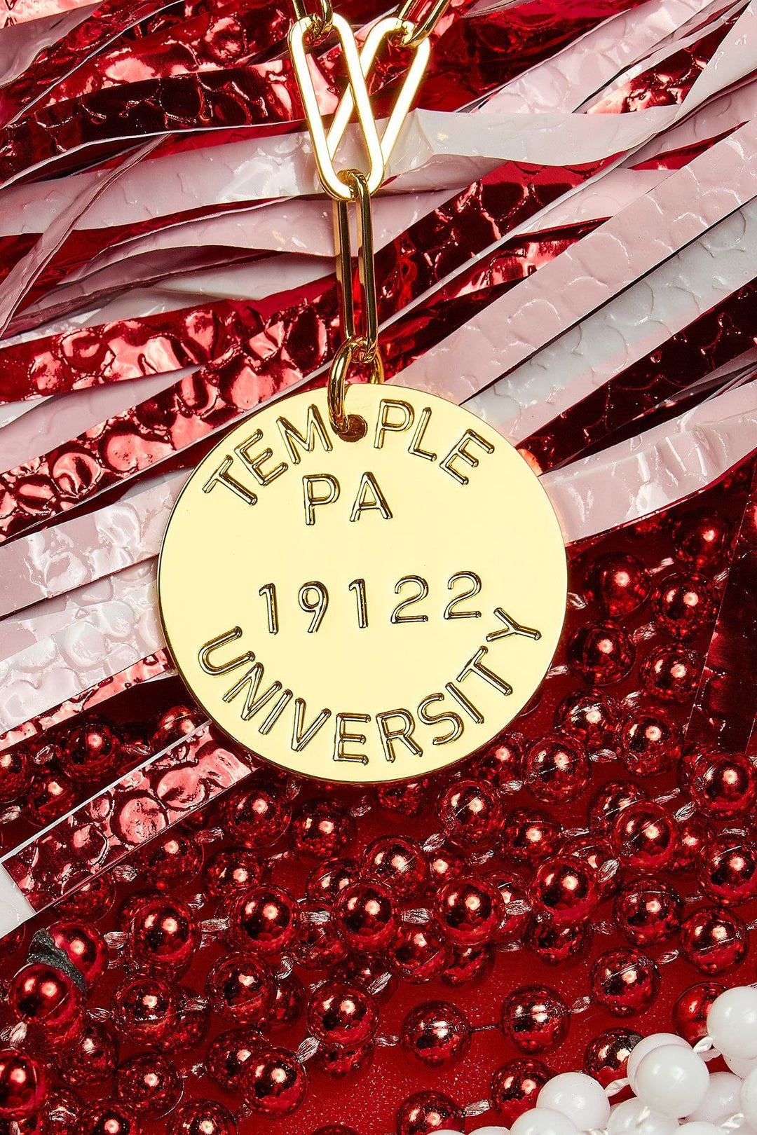 College Tag Charm Necklace - 18k Gold Plated Paper Clip Chain
