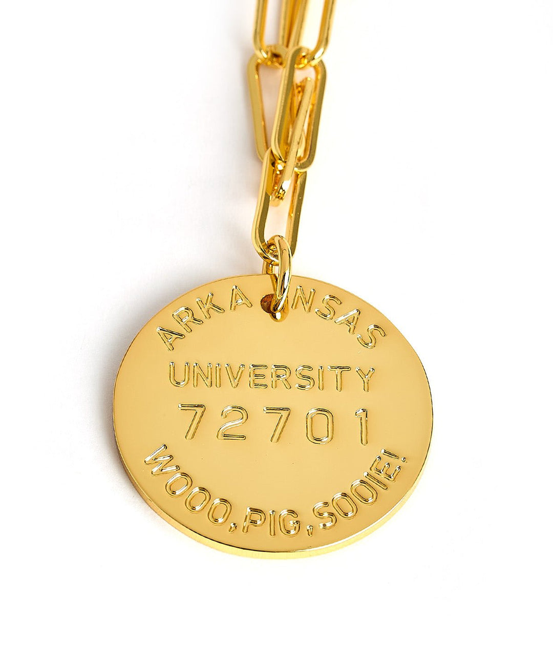 College Tag Charm Necklace - 18k Gold Plated Paper Clip Chain