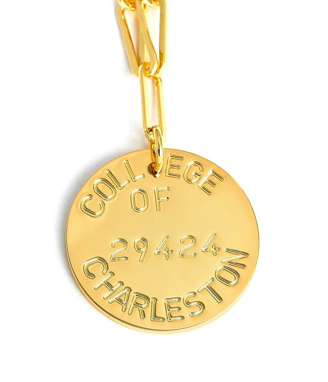 College Tag Charm Necklace - 18k Gold Plated Paper Clip Chain