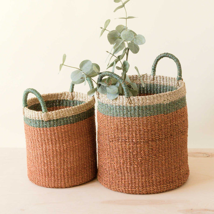 Coral Baskets with Handle, set of 2 - Woven Baskets | LIKHÂ by LIKHÂ