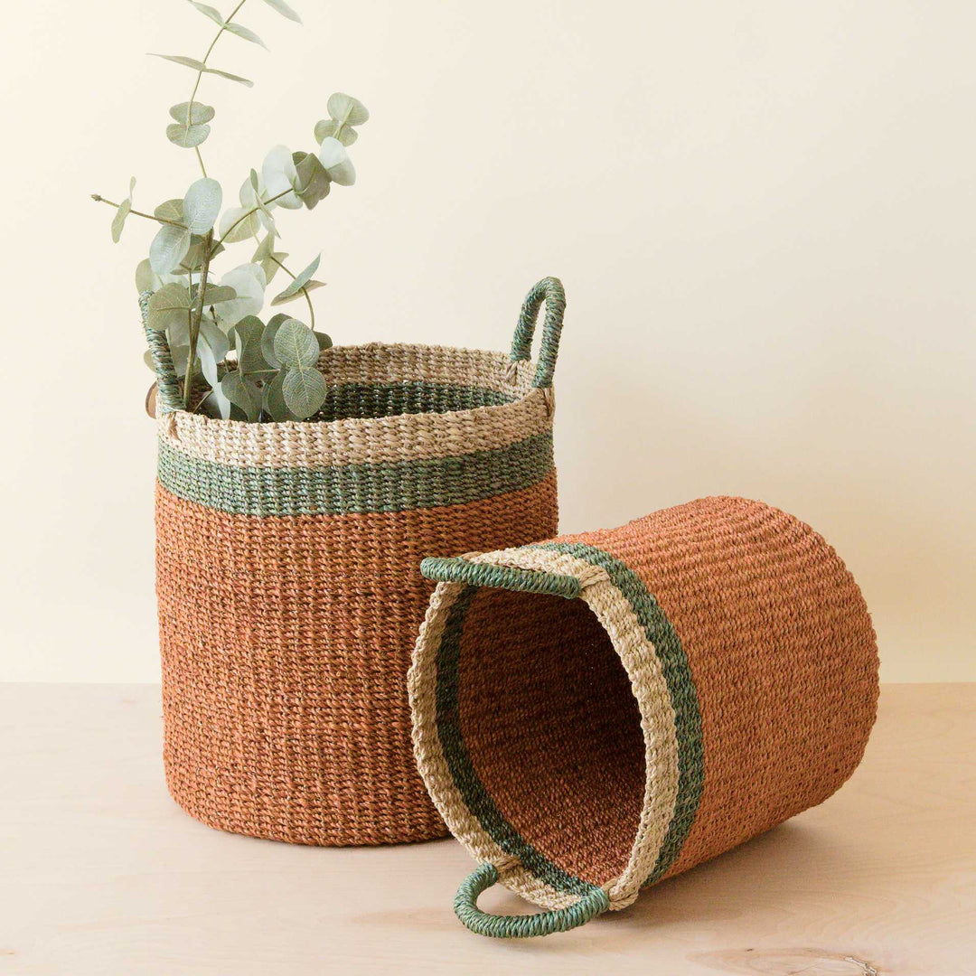 Coral Baskets with Handle, set of 2 - Woven Baskets | LIKHÂ by LIKHÂ