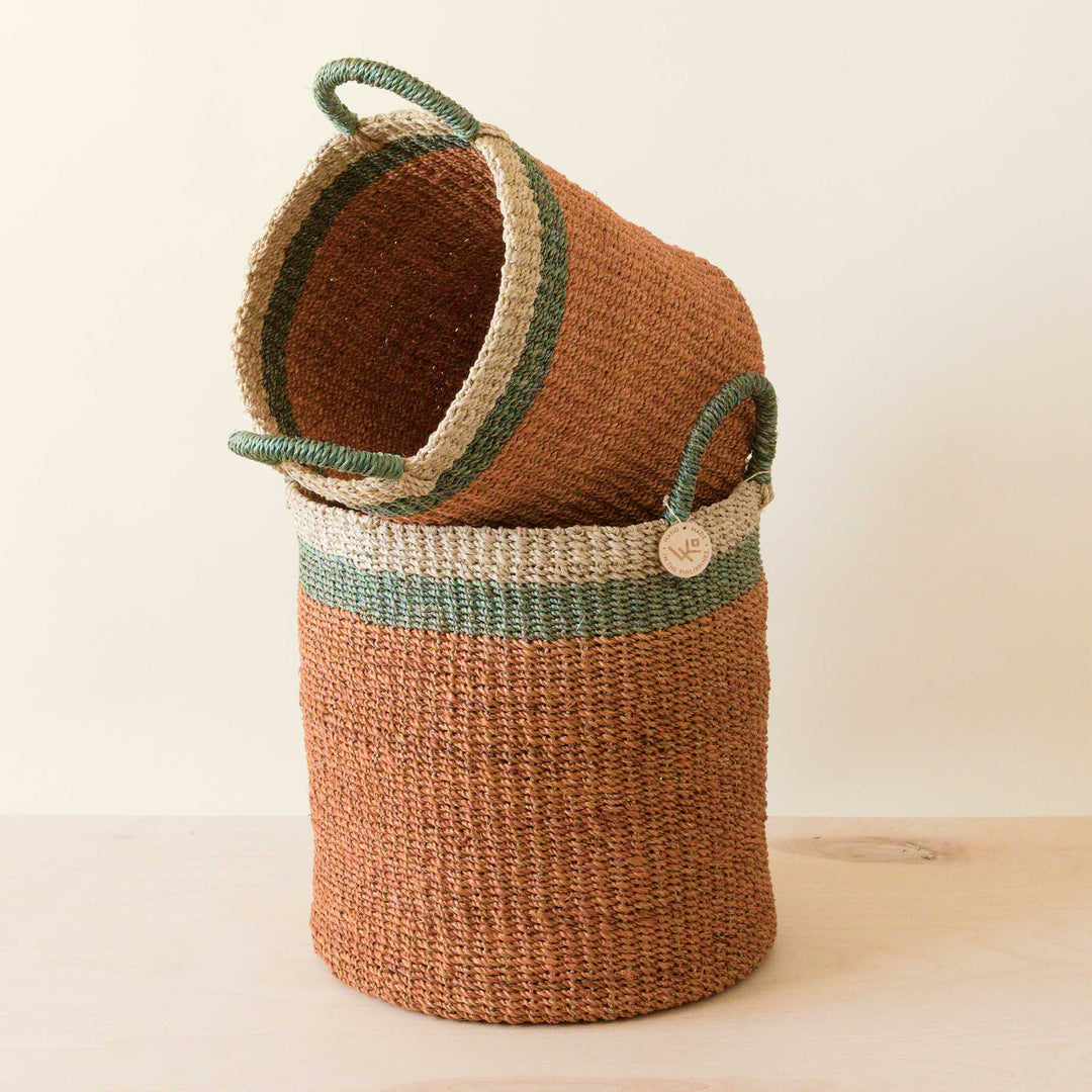 Coral Baskets with Handle, set of 2 - Woven Baskets | LIKHÂ by LIKHÂ